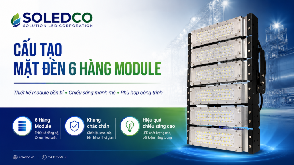 Đèn LED pha module 300W SOLEDCO IP66 SL-DPL01-300 2 đèn pha led 300w công nghiệp