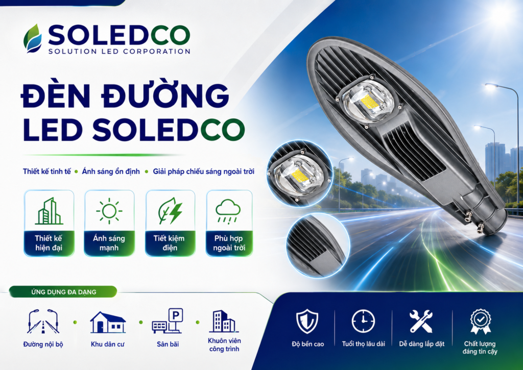 Đèn Đường LED 50W SOLEDCO SL-DLS01-50 2 đèn đường led 50w
