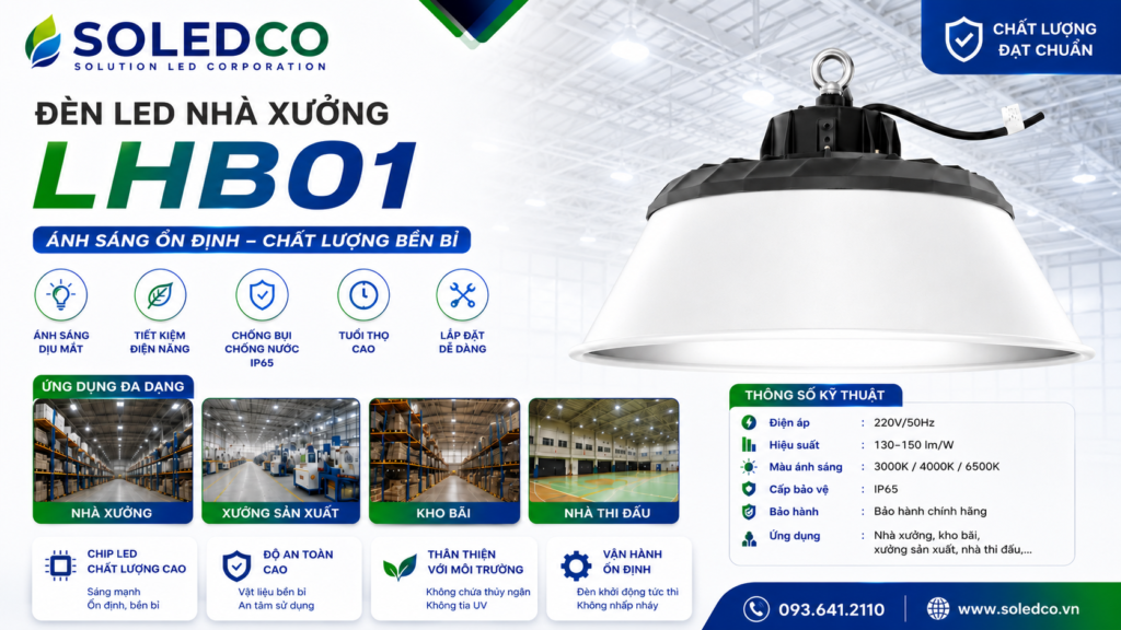 Đèn Nhà Xưởng UFO 200W SOLEDCO IP65 SL-LHB01-200 2 đèn led nhà xưởng ufo 200w