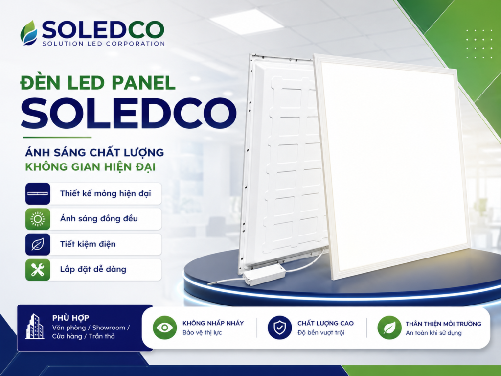 Đèn LED Panel 600x600 42W SOLEDCO SL-PNH01-6060-42 2 banner đèn led panel 600x600 42w soledco