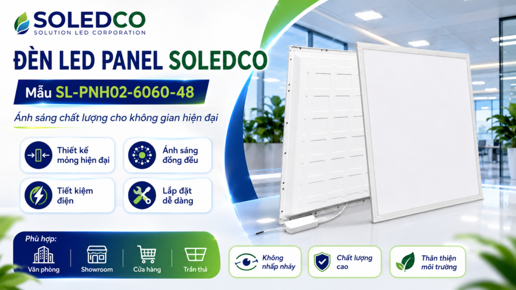 banner đèn led panel 600x600 48w soledco sl pnh02 6060 48