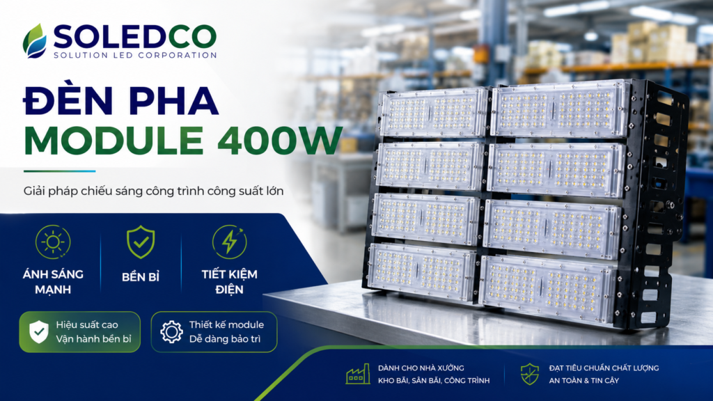 Đèn LED pha module 400W SOLEDCO IP66 SL-DPL01-400 2 đèn led pha soledco