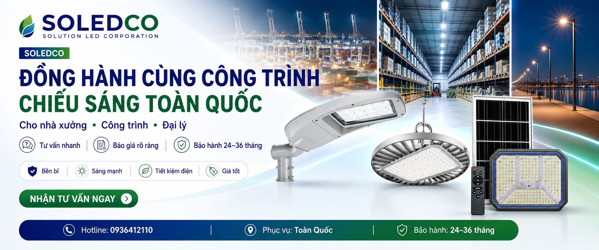 banner giải pháp chiếu sáng đèn led công nghiệp soledco