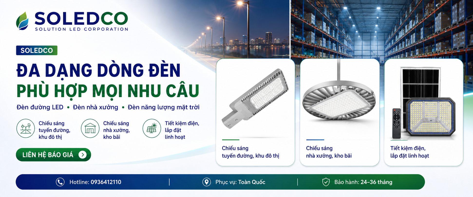 cac loai den led cong nghiep soledco da dang mau ma phu hop moi nhu cau