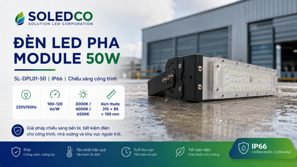 Đèn LED Pha Module SOLEDCO 50W IP66 SL-DPL01-50 Chính Hãng 2 Đèn LED pha module SOLEDCO 50W IP66 SL-DPL01-50
