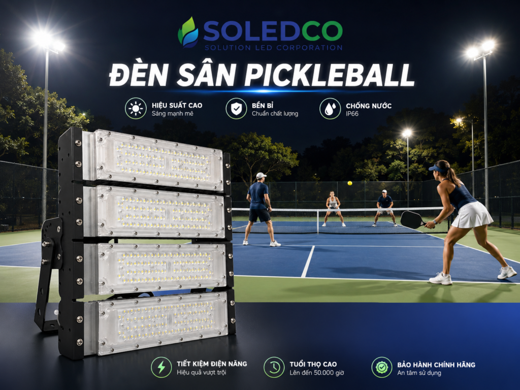 Đèn LED pha module 200W SOLEDCO IP66 SL-DPL01-200 3 đèn led sân pickleball 200w