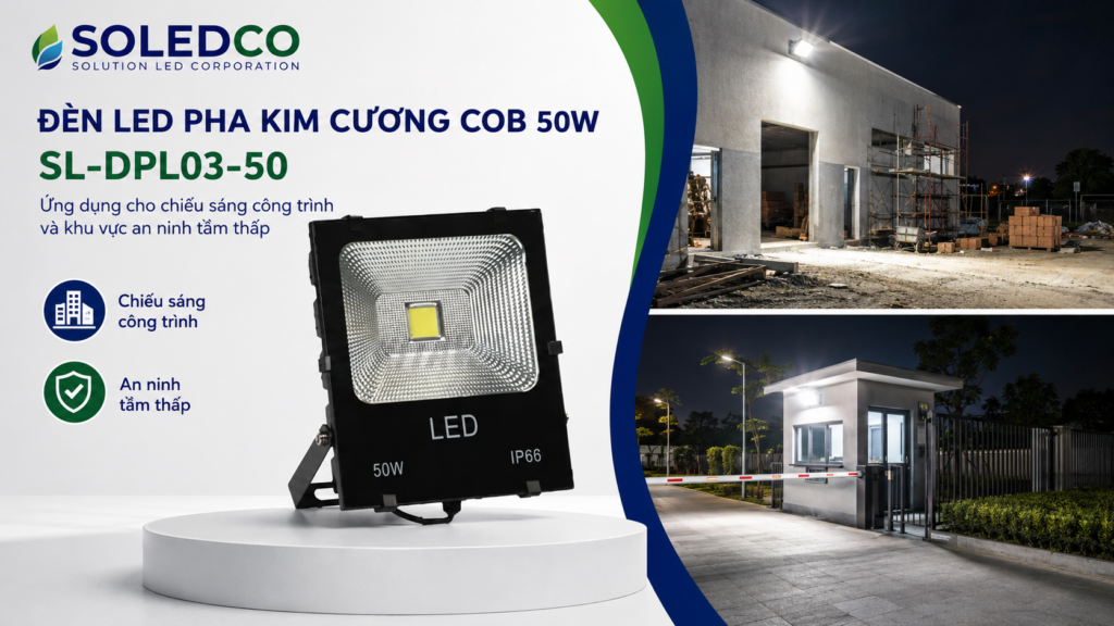 Đèn led pha kim cương COB SL-DPL03-50 50W 2 Đèn led pha kim cương COB 50W chiếu sáng công trình an ninh tầm thấp