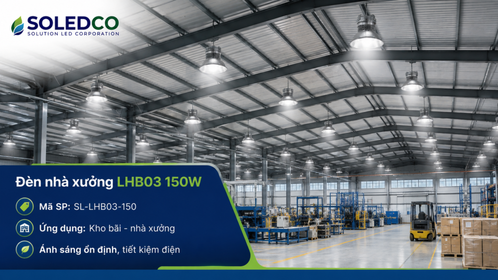 Đèn nhà xưởng LHB03 150W SL-LHB03-150 3 Ứng dụng thực tế đèn nhà xưởng LHB03 150W SL-LHB03-150 trong kho bãi và xưởng sản xuất