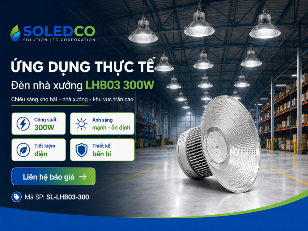 Đèn nhà xưởng LHB03 300W SL-LHB03-300 3 Ứng dụng thực tế đèn nhà xưởng LHB03 300W SL-LHB03-300 trong nhà xưởng và kho bãi